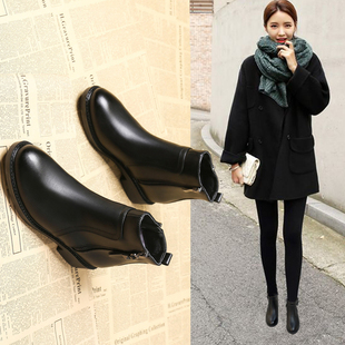 真皮英伦风短靴2025新款秋款马丁靴瘦瘦百搭切尔西秋冬季平底女鞋