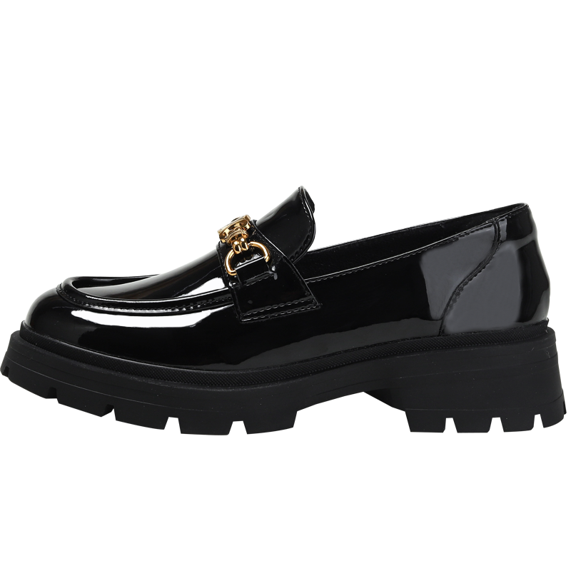 真皮厚底一脚蹬乐福鞋女2025冬新款百搭玛丽珍英伦风小皮鞋黑单鞋