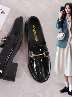 真皮高跟英伦风小皮鞋女鞋子2026春秋新款爆款乐福鞋豆豆休闲单鞋