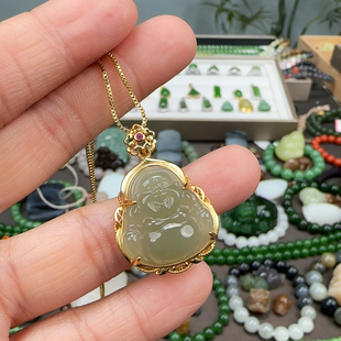 925银镶嵌佛公吊坠