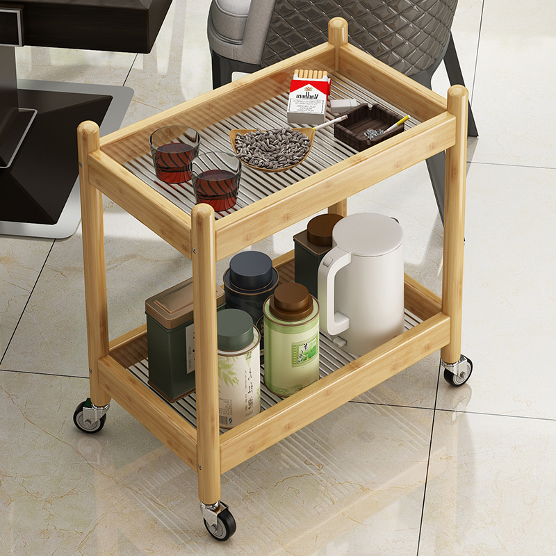 麻将桌茶几可移动小型茶水架棋牌室专用置物架实木茶叶茶具收纳架