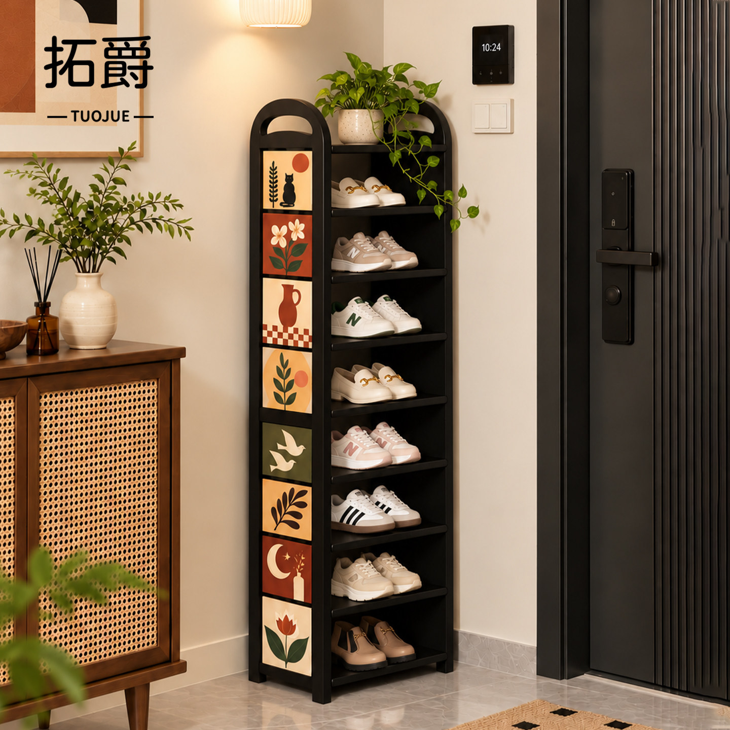 鞋架2026新款入户门不占空间放鞋神器中古风多层竖立式鞋子收纳架