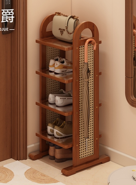 入户小窄鞋架子不占空间门口鞋子收纳神器简易楠竹置物架结实耐用