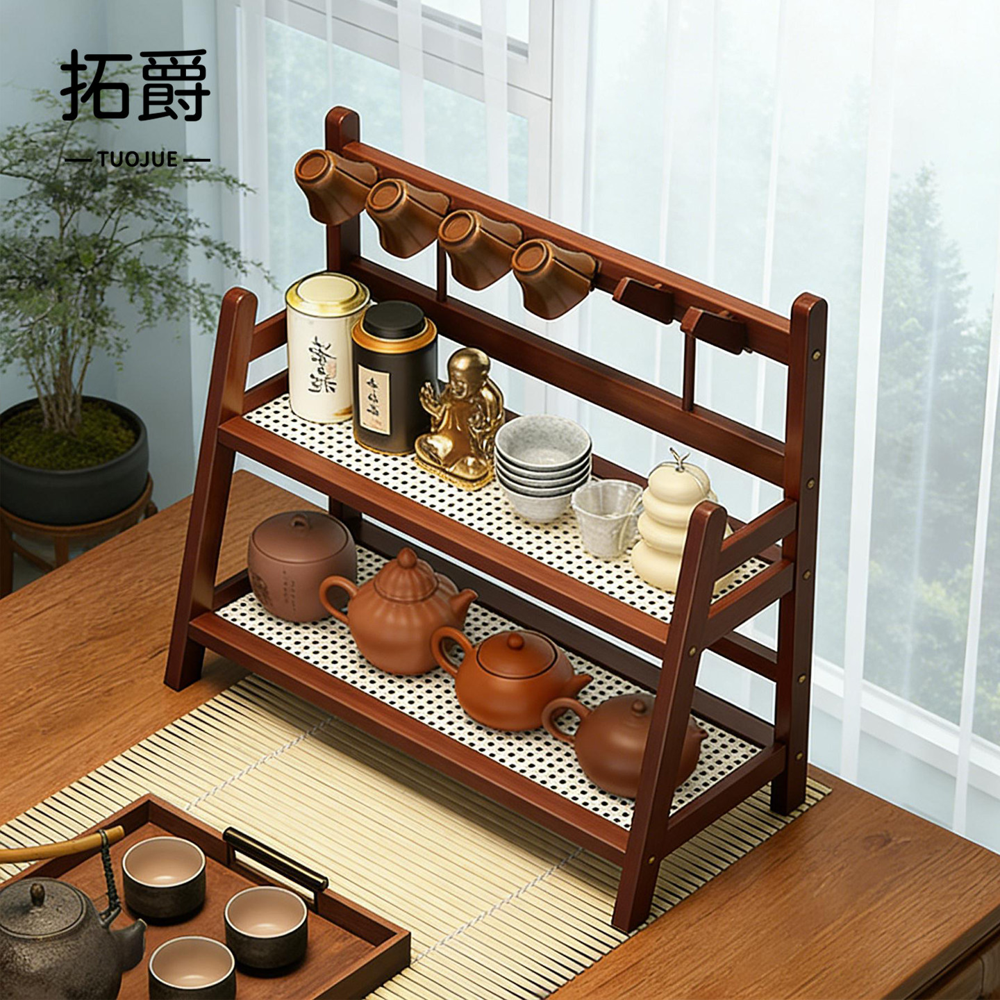 茶桌博古架小型中式茶杯架2026新款紫砂壶摆放架桌面茶具置物架子,住宅家具,多宝格/博古架,淘宝优惠券,粉丝福利购,淘宝优惠卷