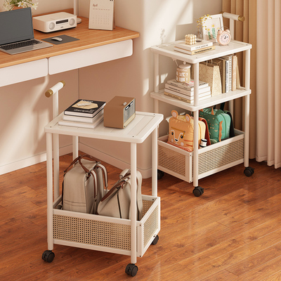 可移动小推车边几多层简易置物架书桌侧边收纳架家用落地零食架子