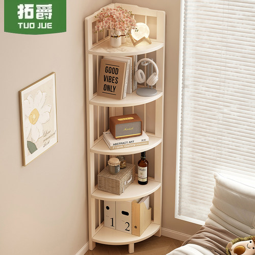 【墙角收纳神器】奶油风角柜