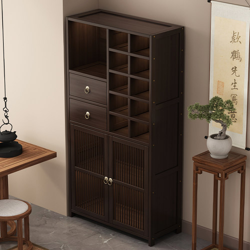 博古架新中式茶柜置物架非实木茶室多宝阁高档紫砂壶工艺品展示柜