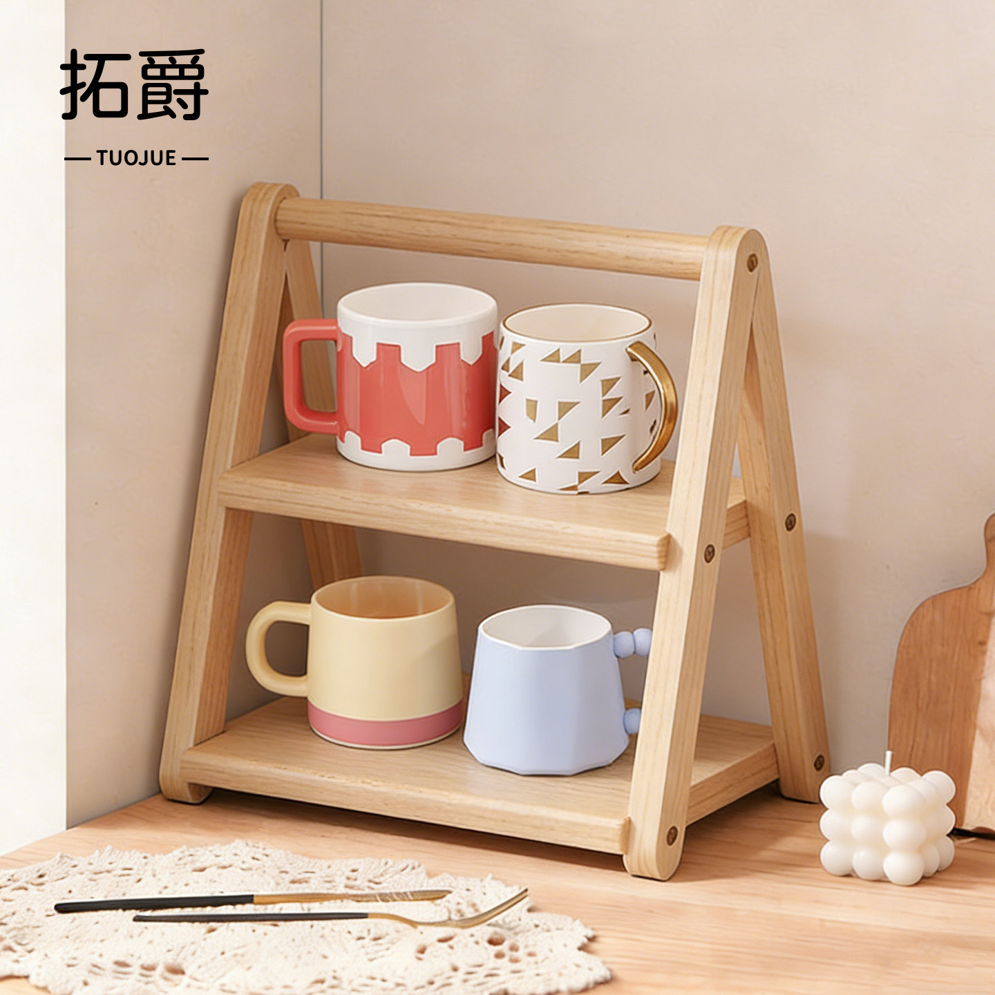【杯子收纳神器！】小型实木杯架图片
