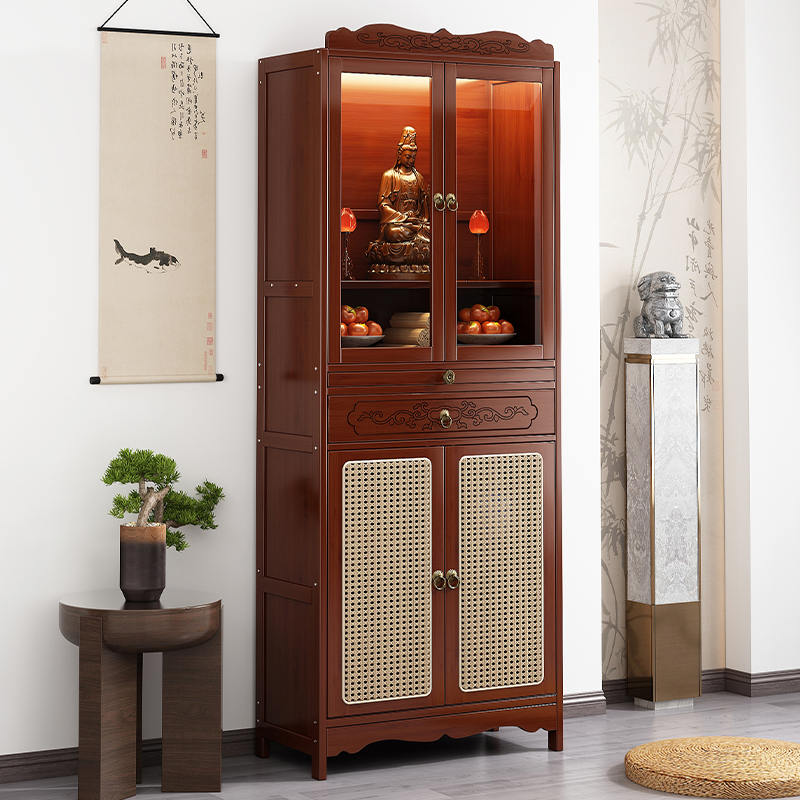 供桌佛台家用佛龛新中式立柜观音佛像供座台财神爷供奉台带门佛柜