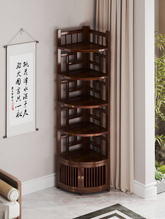 角柜中式家居角柜多层储物柜客厅书房角实木储物架新流行款式