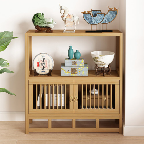 矮款博古架新中式小型茶柜置物架办公室茶具架子非实木摆件展示柜