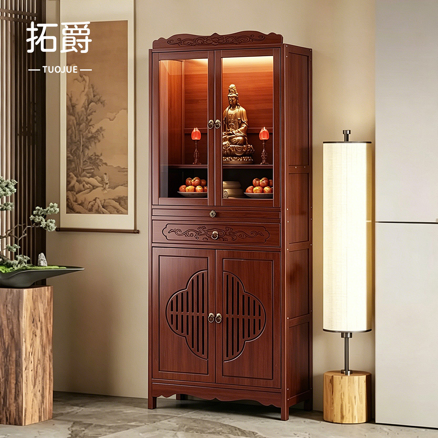 新中式佛龛立柜家用非实木带门佛柜观音佛像供座台财神爷香火案台