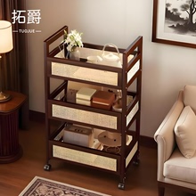 中古风小推车客厅可移动置物架家用多层非实木储物架复古沙发边几