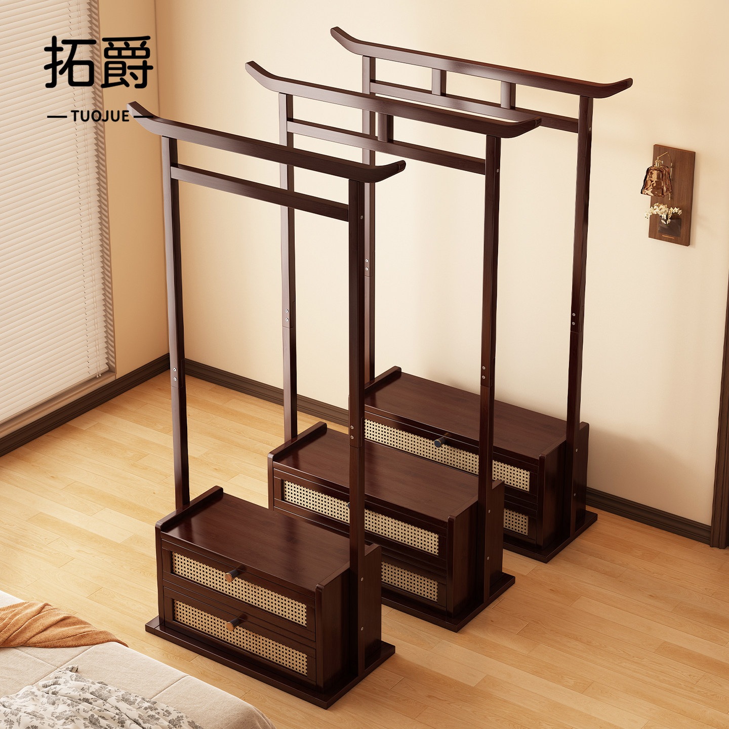 挂衣服架子落地家用中古风挂衣架加粗加厚卧室衣帽置物架子晾衣架,住宅家具,衣帽架,淘宝优惠券,粉丝福利购,淘宝优惠卷