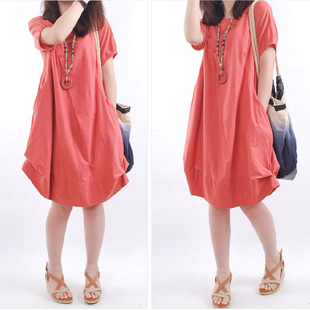 高级感红色连衣裙夏季2025年新款大码女装早春棉麻中长裙小众设计