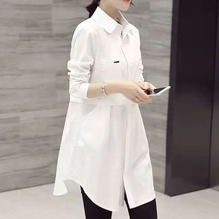 白衬衫女欧货2026春款上衣宽松高级感别致漂亮小衫中长款防晒衫夏