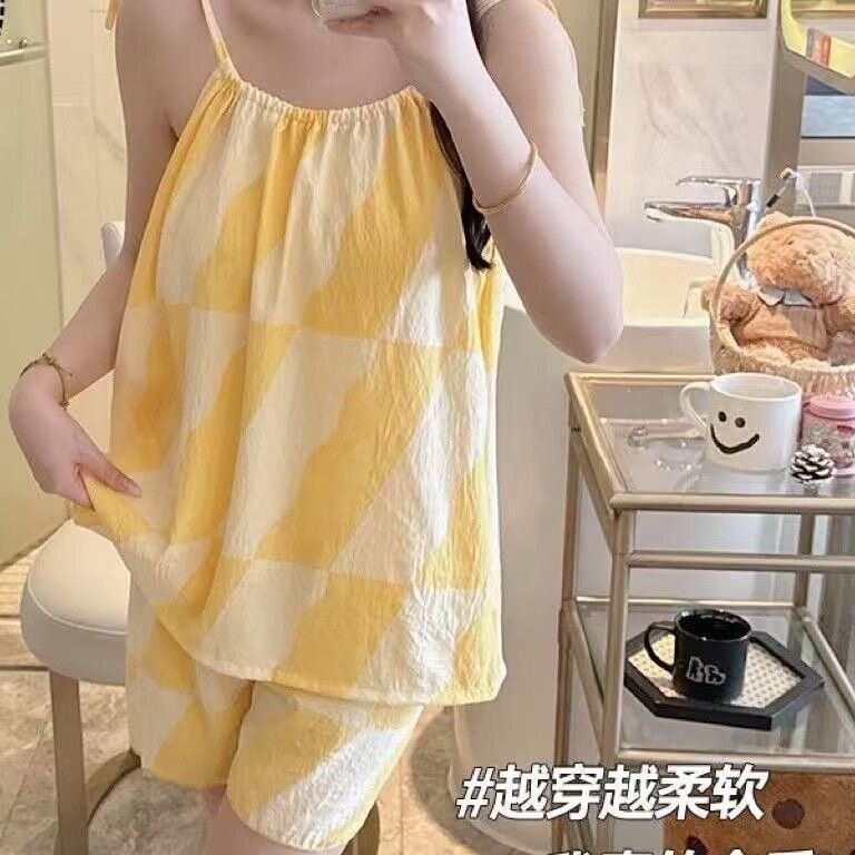 年轻人成人睡衣女夏季薄款两件套性感可爱日系学生可外穿家居服
