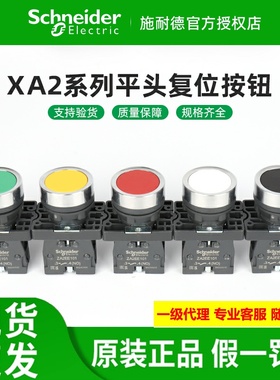 原装施耐德XA2平头塑料按钮XA2EA31绿色41红42黄51白11蓝61 22mm