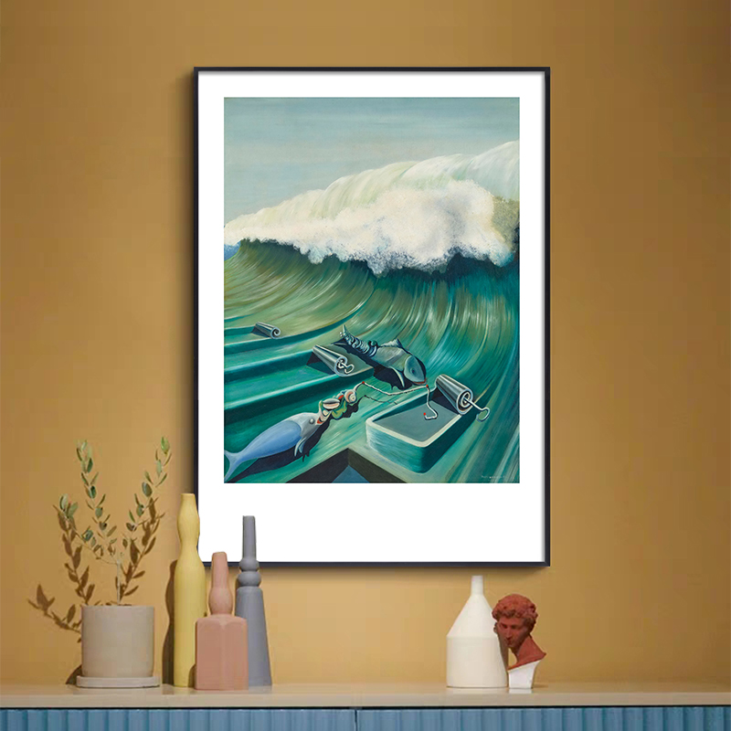 奥斯卡多明格 抽象海浪装饰画 超现实主义油画餐厅世界名画挂画