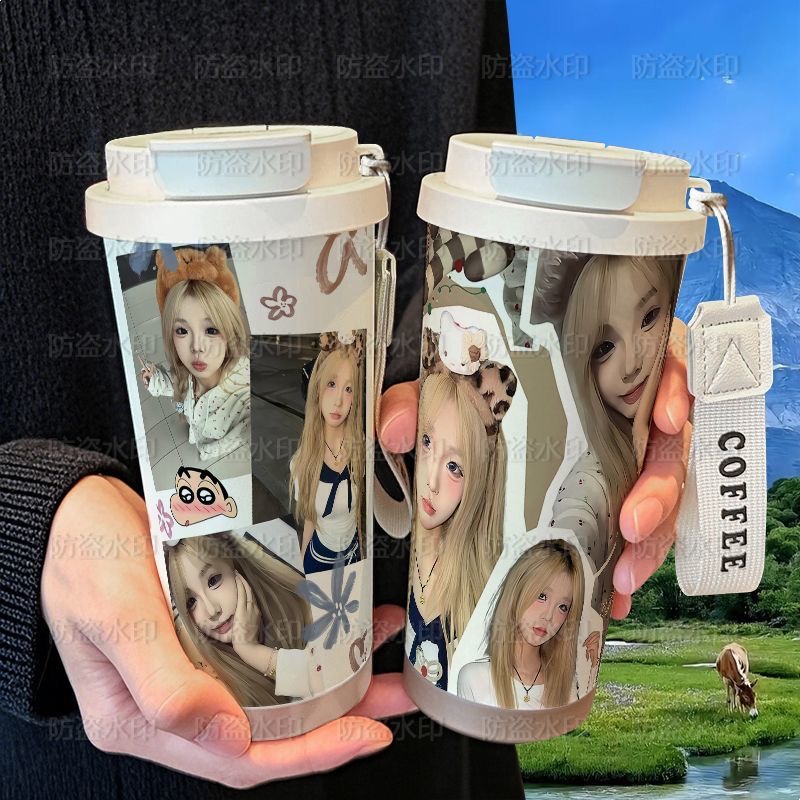 小佳琪网红高颜值保温杯学生吸管大容量316不锈钢车载咖啡杯