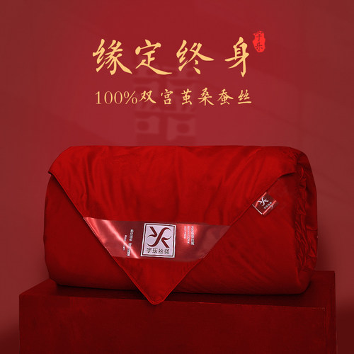 100%蚕丝红色双人空调婚庆春秋被