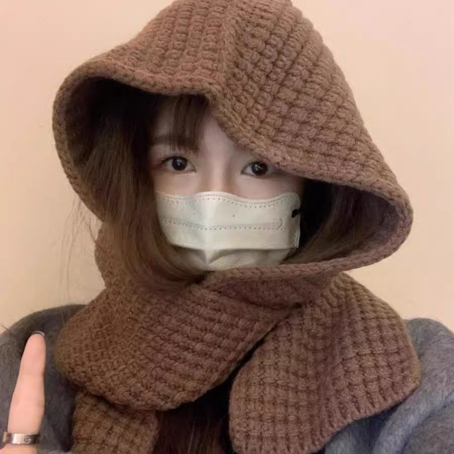 衣服上配的假帽子围巾连帽披肩帽子围脖一体女秋冬季户外新款洋气