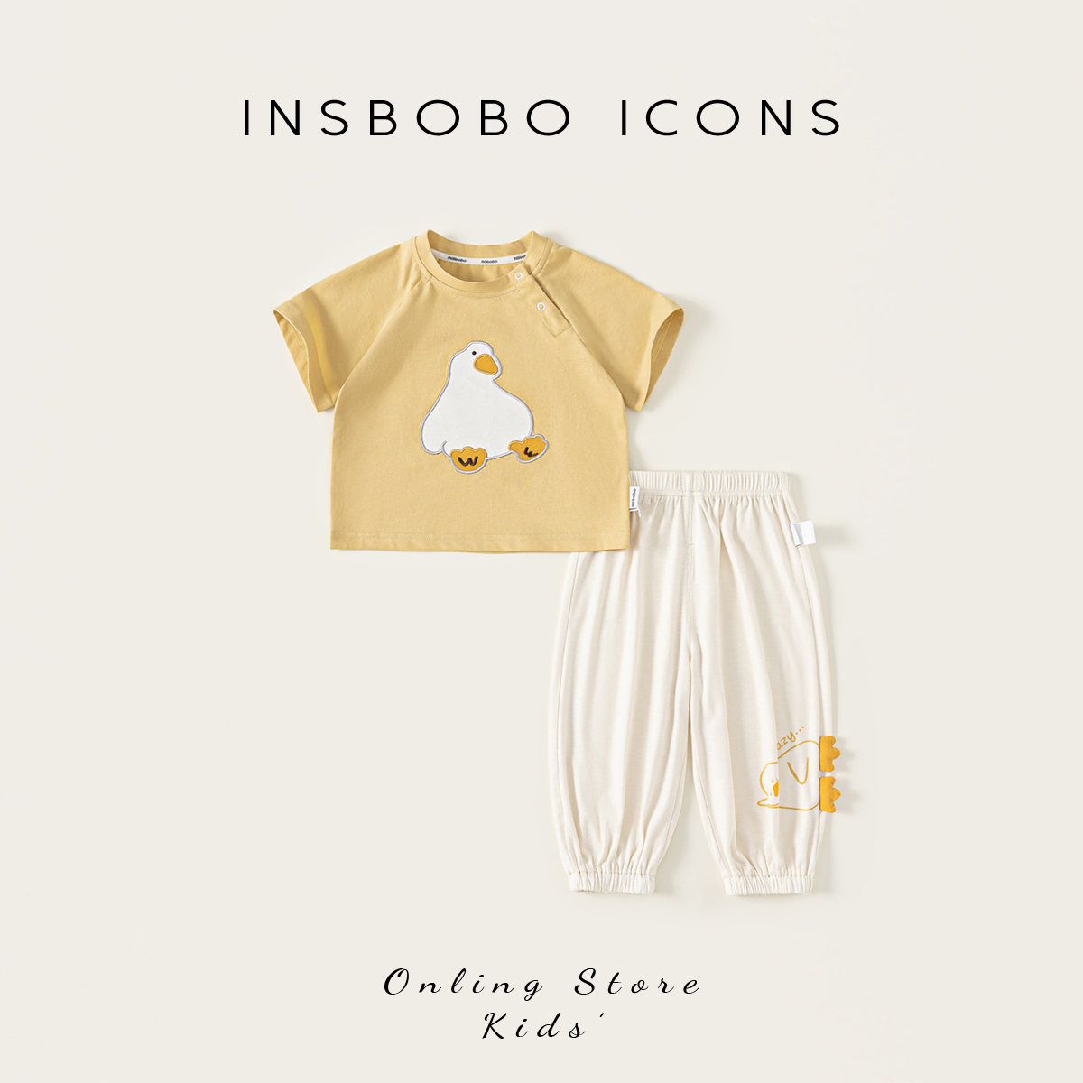 INSbobo儿童绣花可爱卫衣套装