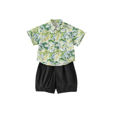 儿童套装清新印花男童夏装两件套