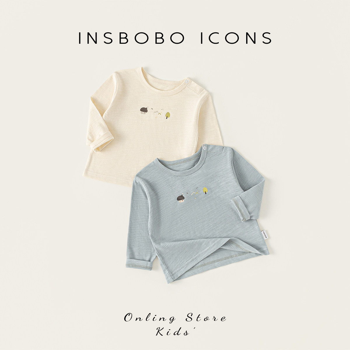 INSbobo儿童可爱图案简约长袖T恤图片