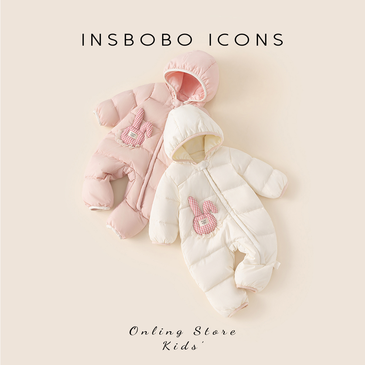 INSbobo儿童兔兔装饰羽绒爬服
