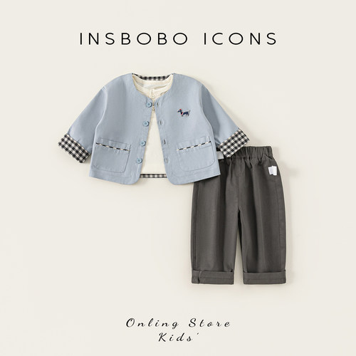 INSbobo儿童贴布绣休闲三件套