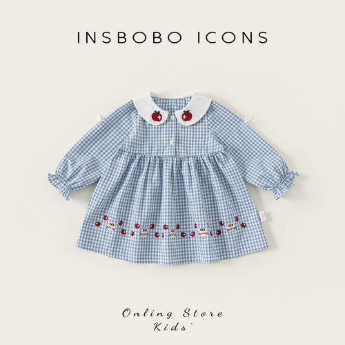 INSbobo儿童娃娃领格子连衣裙