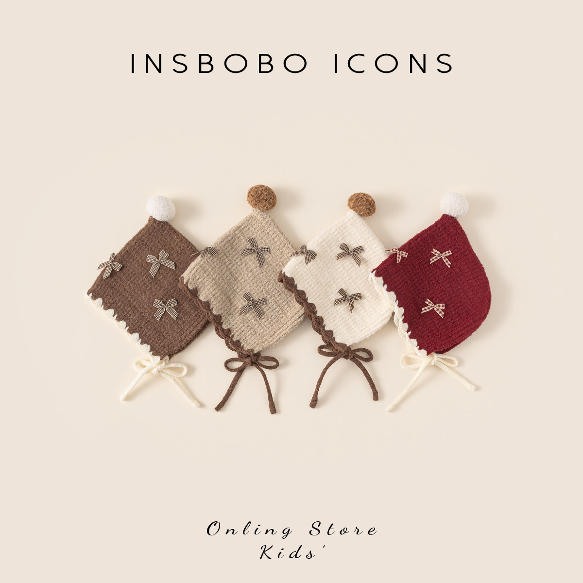 INSbobo女童围巾2025冬季儿童洋气新生宝宝新款红色毛线帽婴儿潮