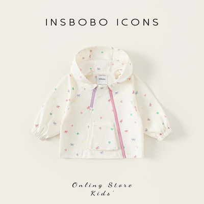 INSbobo女童斜拉链印花冲锋衣秋
