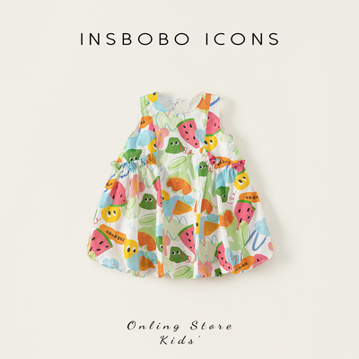 INSbobo儿童裙子满印连衣裙