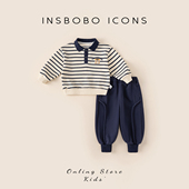 女宝宝卫衣休闲儿童条纹长袖 INSbobo男童春装 新款 2026春季 套装