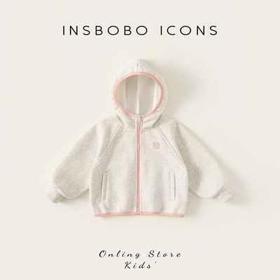 INSbobo女童连帽撞色卫衣外套秋