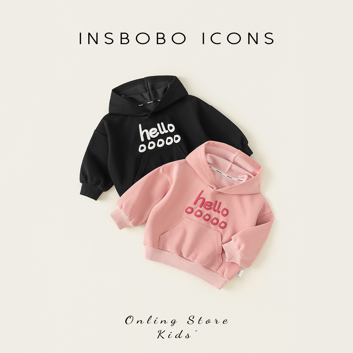 INSbobo儿童卫衣字母连帽卫衣