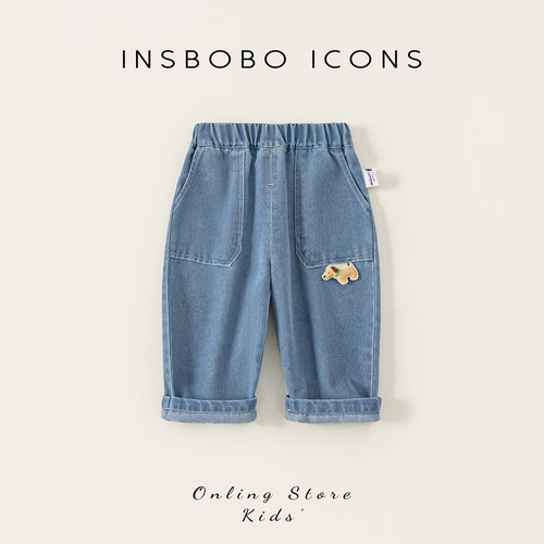 INSbobo儿童卡通立体装饰牛仔裤