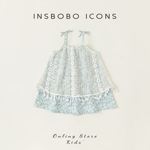 INSbobo女童吊带连衣裙夏装甜美蕾丝公主裙儿童裙子新款童装女夏