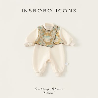 INSbobo儿童唐装圆领斜襟爬服
