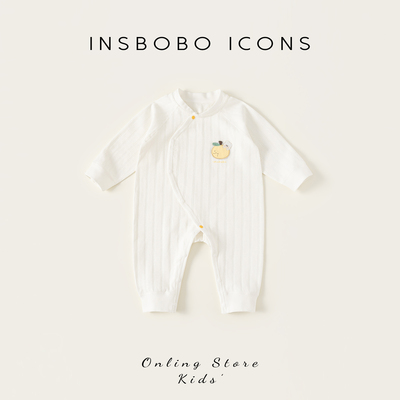 INSbobo婴儿可爱装饰竖纹爬服秋