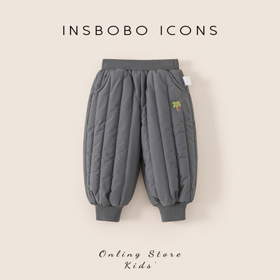 INSbobo儿童卡通绣花绗棉束脚裤