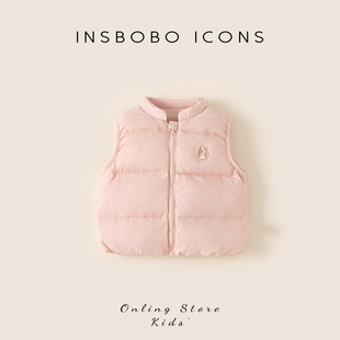 INSbobo女童羽绒马甲2025冬季新款女宝加厚保暖衣服神器宝宝冬装