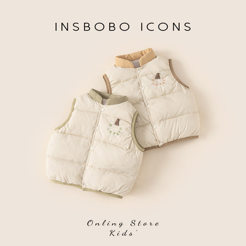 INSbobo儿童南瓜装饰羽绒马甲冬