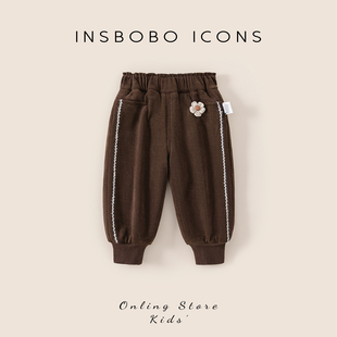 子2025冬季 儿童秋冬休闲裤 新款 男童夹棉长裤 束脚裤 INSbobo女童裤