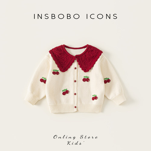 INSbobo女童针织毛衣春秋开衫潮