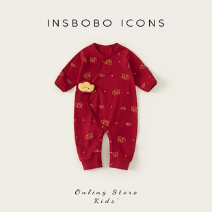 INSbobo婴儿衣服2025秋季新款男宝早秋外出服女宝连体哈衣童装潮