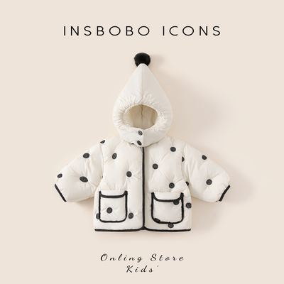 INSbobo儿童连帽可爱毛球棉服