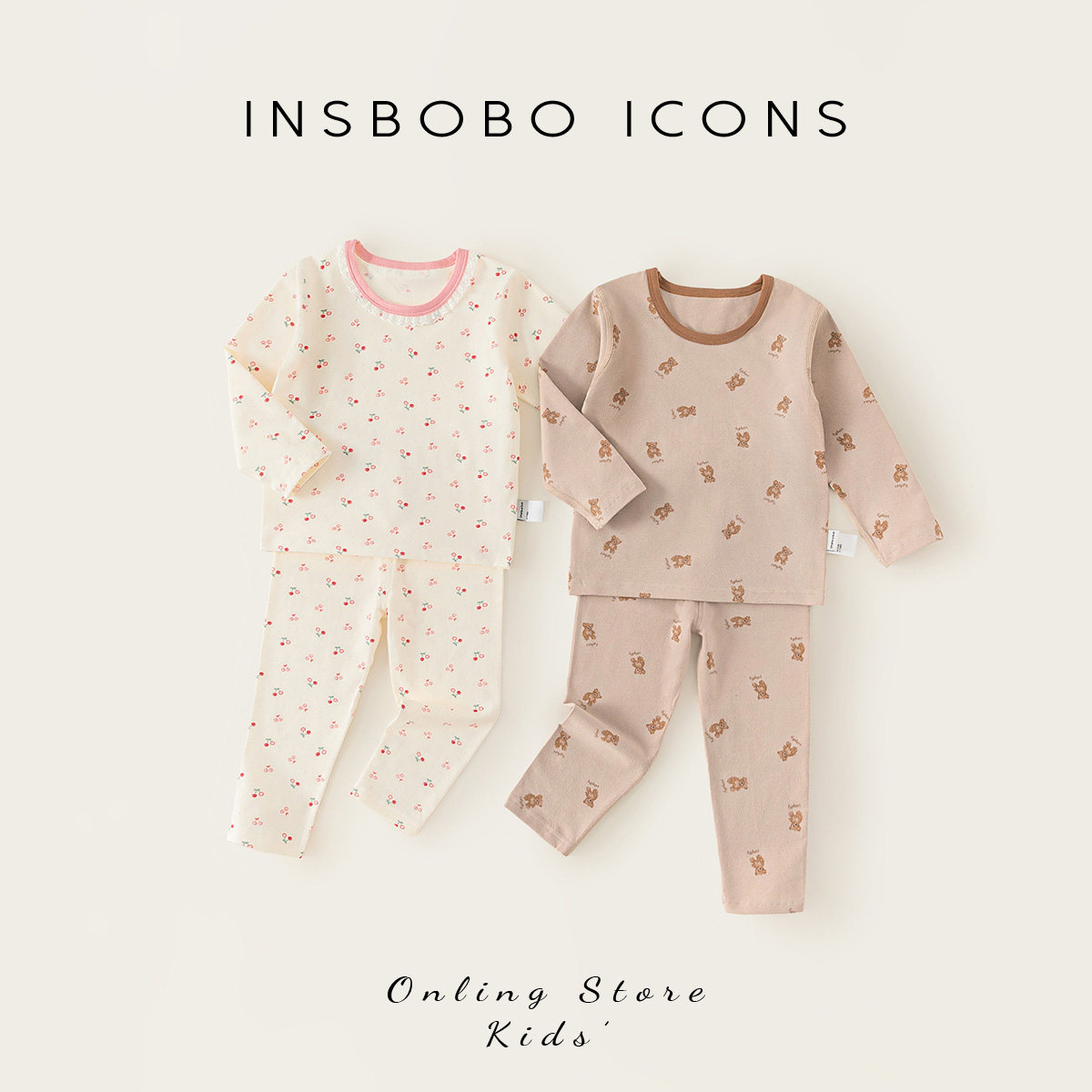 INSbobo儿童睡衣2026秋季新款小女孩时髦家居服洋气秋衣男童套装